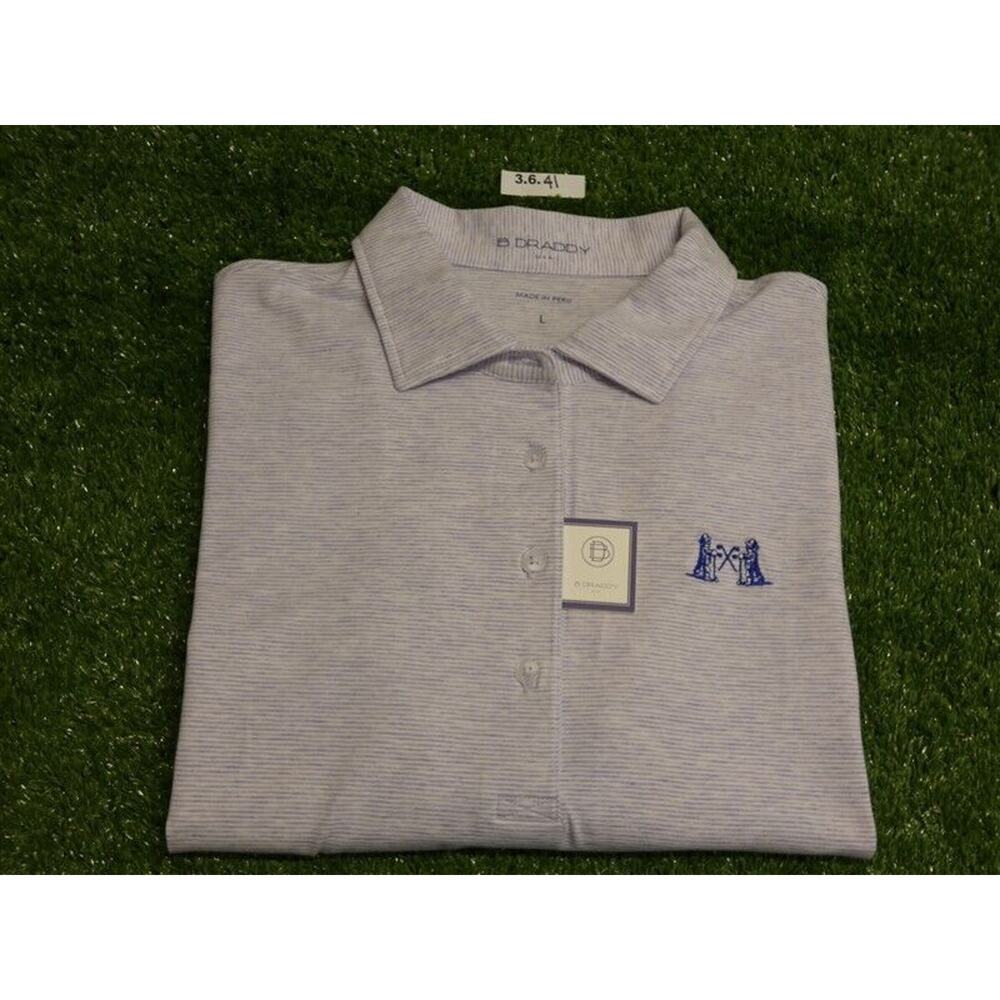 B Draddy Womens Margie Stripe Golf Shirt NGLA Logo Heather Lilac Large
